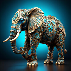 A majestic elephant, each part replicating the whole, its intricate patterns echoing infinitely, a marvel of fractal nature