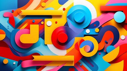 Colorful representation of overlapping basic shapes with high saturation creating a lively and dynamic feel for creative advertising