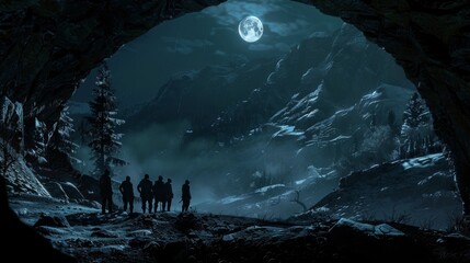 A hidden cave deep within the mountains illuminated only by the faint glow of the full moon. Within its depths a fierce werewolf tribe . .