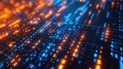 Fototapeta premium A computer screen with a lot of numbers and colors. The numbers are in different colors and sizes, and they are arranged in a way that creates a sense of movement and energy