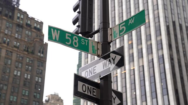 The sign showing the famous New York street Fifth Avenue