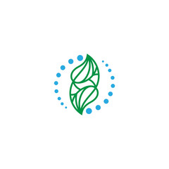 Water leaf element logo in abstract flat vector design style