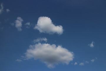 Blue sky with white clouds. Blue background. The summer sky is colorful clearing day and beautiful nature in the morning. for backdrop decorative and wallpaper design. The perfect sky background.
