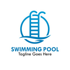 Swimming pool logo template illustartion