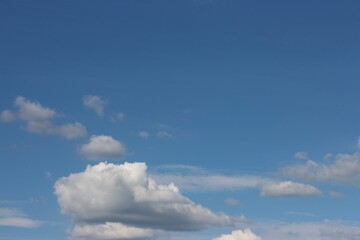 Blue sky with white clouds. Blue background. The summer sky is colorful clearing day and beautiful nature in the morning. for backdrop decorative and wallpaper design. The perfect sky background.