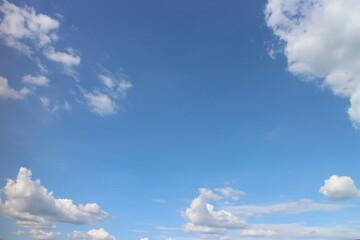 Blue sky with white clouds. Blue background. The summer sky is colorful clearing day and beautiful nature in the morning. for backdrop decorative and wallpaper design. The perfect sky background.