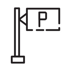 City Parking Sign Line Icon