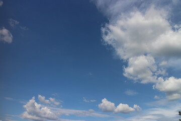 Blue sky with white clouds. Blue background. The summer sky is colorful clearing day and beautiful nature in the morning. for backdrop decorative and wallpaper design. The perfect sky background.