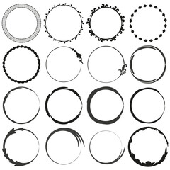 Set of circular design elements. Decorative round borders and frames Vector collection.