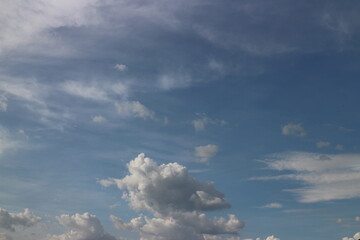 Blue sky and White cloud nature background.