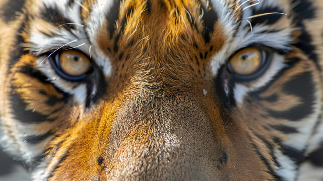 Close up of the face of an Amur Tiger Panthera tigris altaica. Generative Ai