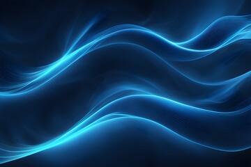 The image is a blue wave with a dark background