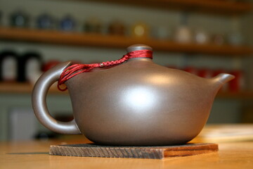 Yixing clay teapot in teahouse