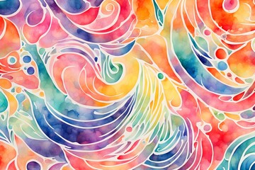 A colorful painting with swirls and circles