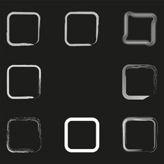 Assorted square frames collection. Variety of borders set. Geometric and decorative elements. Vector illustration. EPS 10.