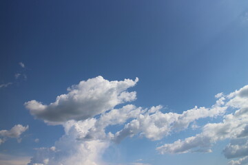 Blue Sky background with tiny Clouds. Panorama background.