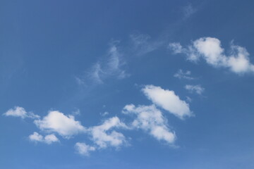 Blue Sky background with tiny Clouds. Panorama background.