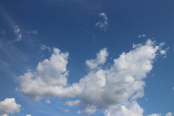 Blue Sky background with tiny Clouds. Panorama background.
