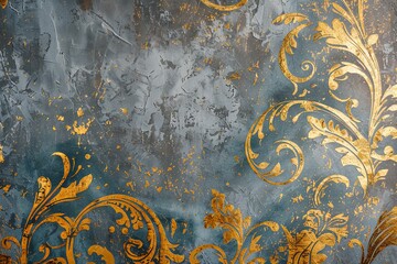 Golden Elegance Meets Blue Bliss Colorful Wallpaper: Gray & Gold 
