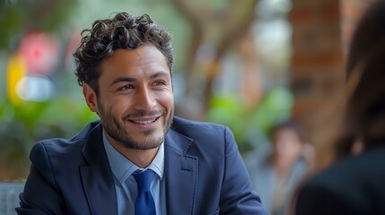 Fototapeta premium Warm and Inviting Professional Conversation in Modern Office