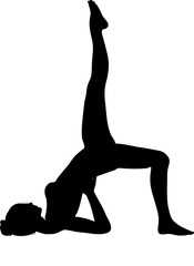 Silhouette of a woman maintaining the yoga Triangle pose. Vector illustration. 