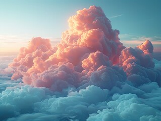 The image of soft peach colored clouds drifting slowly against a blue sky background, illustrated poster wallpaper background material
