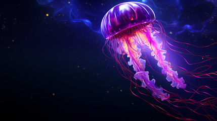 Naklejka premium Beautiful glowing purple jellyfish