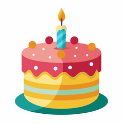 minimal Birthday Cake vector white background (2)