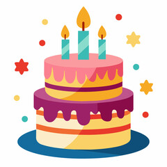 minimal Birthday Cake vector white background (5)
