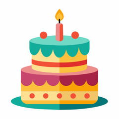 minimal Birthday Cake vector white background (1)