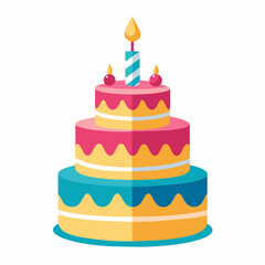 minimal Birthday Cake vector white background (3)