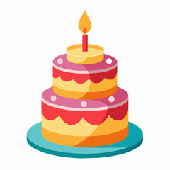 minimal Birthday Cake vector white background (4)