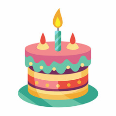 minimal Birthday Cake vector white background (6)
