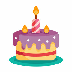 minimal Birthday Cake vector white background (8)