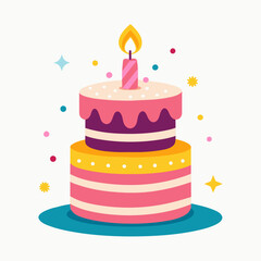 minimal Birthday Cake vector white background (12)