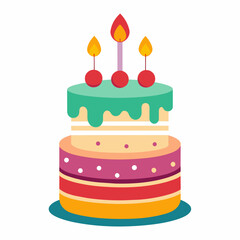 minimal Birthday Cake vector white background (11)