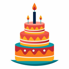 minimal Birthday Cake vector white background (13)