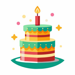 minimal Birthday Cake vector white background (10)