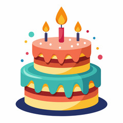 minimal Birthday Cake vector white background (9)