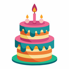 minimal Birthday Cake vector white background (14)