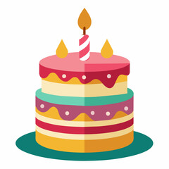 minimal Birthday Cake vector white background (15)