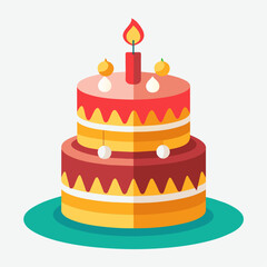 minimal Birthday Cake vector white background (16)
