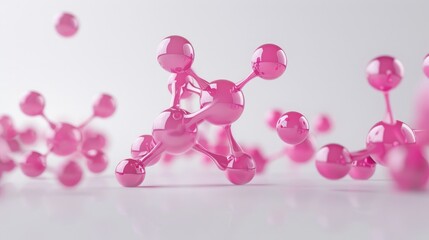 Futuristic Pink Molecules on White
