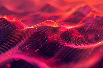 Intense passion evoked by vibrant ruby fractal grid waves.