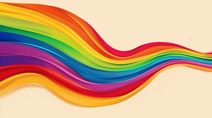 Abstract background of rainbow stripes in the shape of a wave.