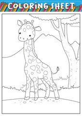 cute giraffe  for children's coloring practice