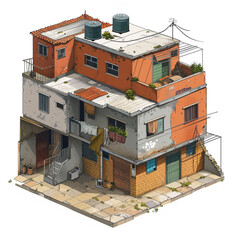 Isometric view of Brazilian slum house