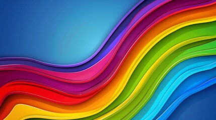 Abstract background of rainbow stripes in the shape of a wave.