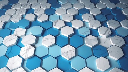 marble 3d hexagon blue abstract background

