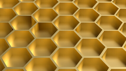 The hexagon or beehive pattern for Background concept 3d rendering.